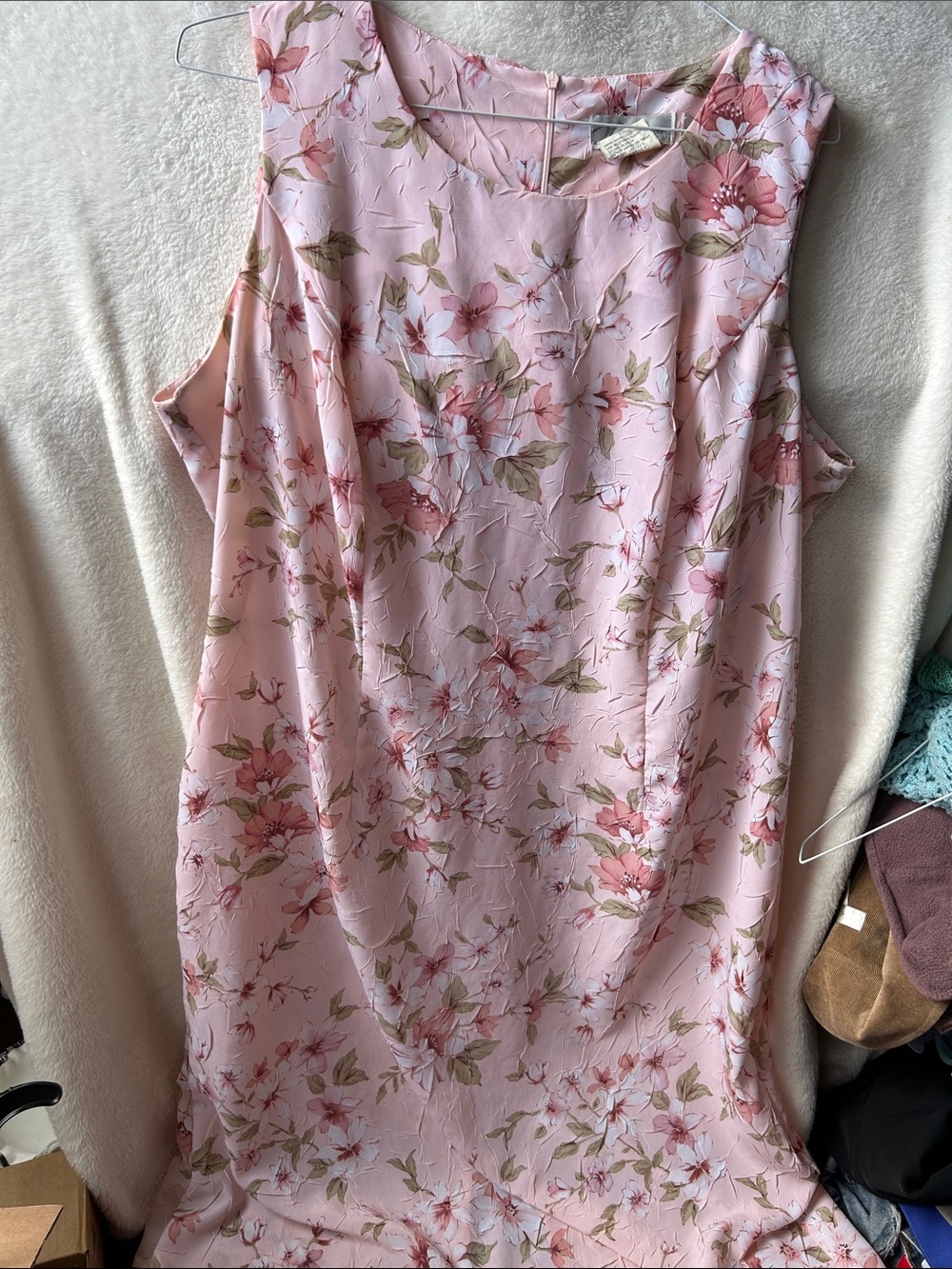 Vintage Sleeveless Pink Floral Sheath Dress 18W
